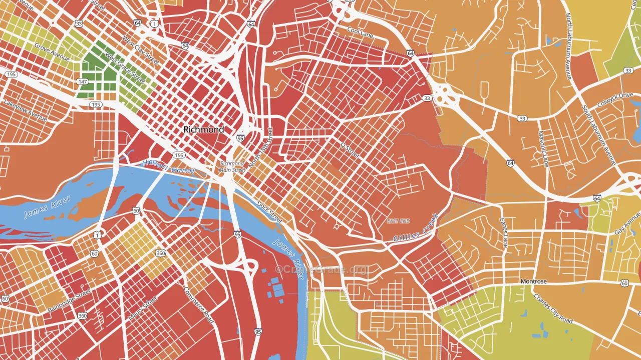 Church Hill, Richmond, VA Map of Vandalism Rates