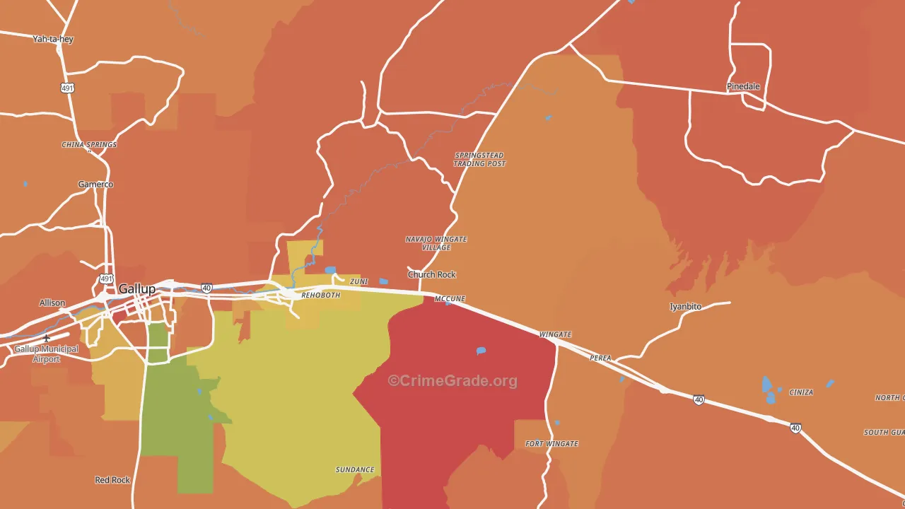 Church Rock, NM Map of Vandalism Rates