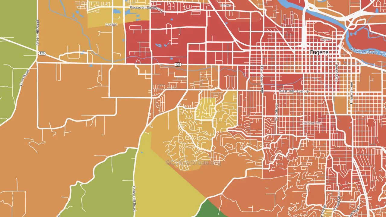 Churchill, Eugene, OR Map of Vandalism Rates