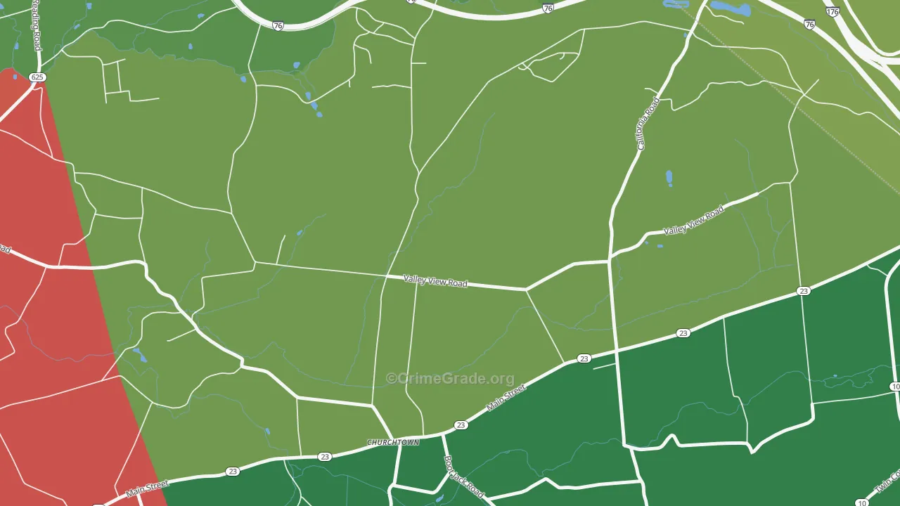 Churchtown, PA Map of Vandalism Rates