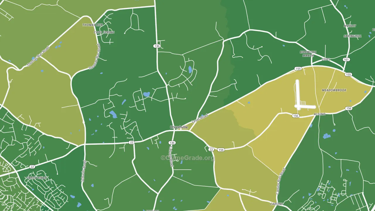Churchville, MD Map of Vandalism Rates