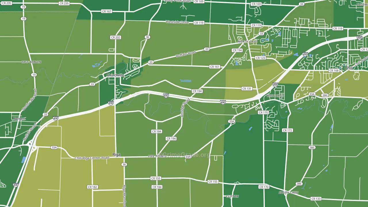 Churchville, NY Map of Vandalism Rates
