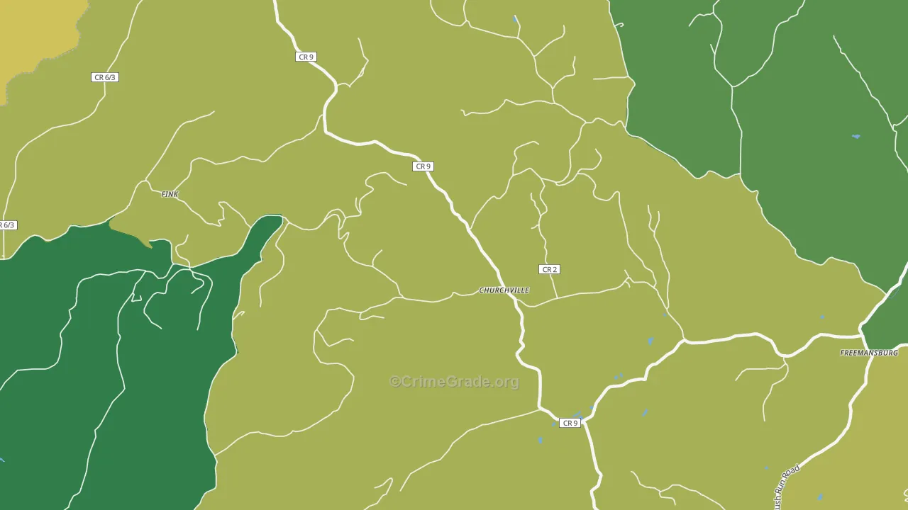Churchville, WV Map of Vandalism Rates