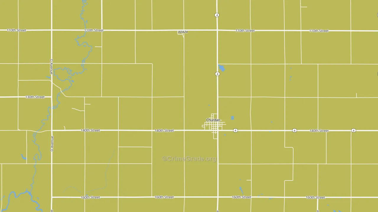 Churdan, IA Map of Vandalism Rates