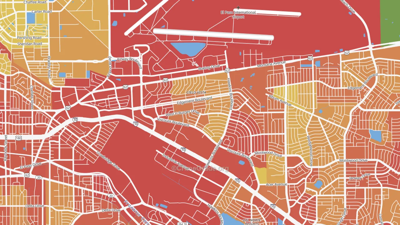Cielo Vista South, El Paso, TX Map of Vandalism Rates