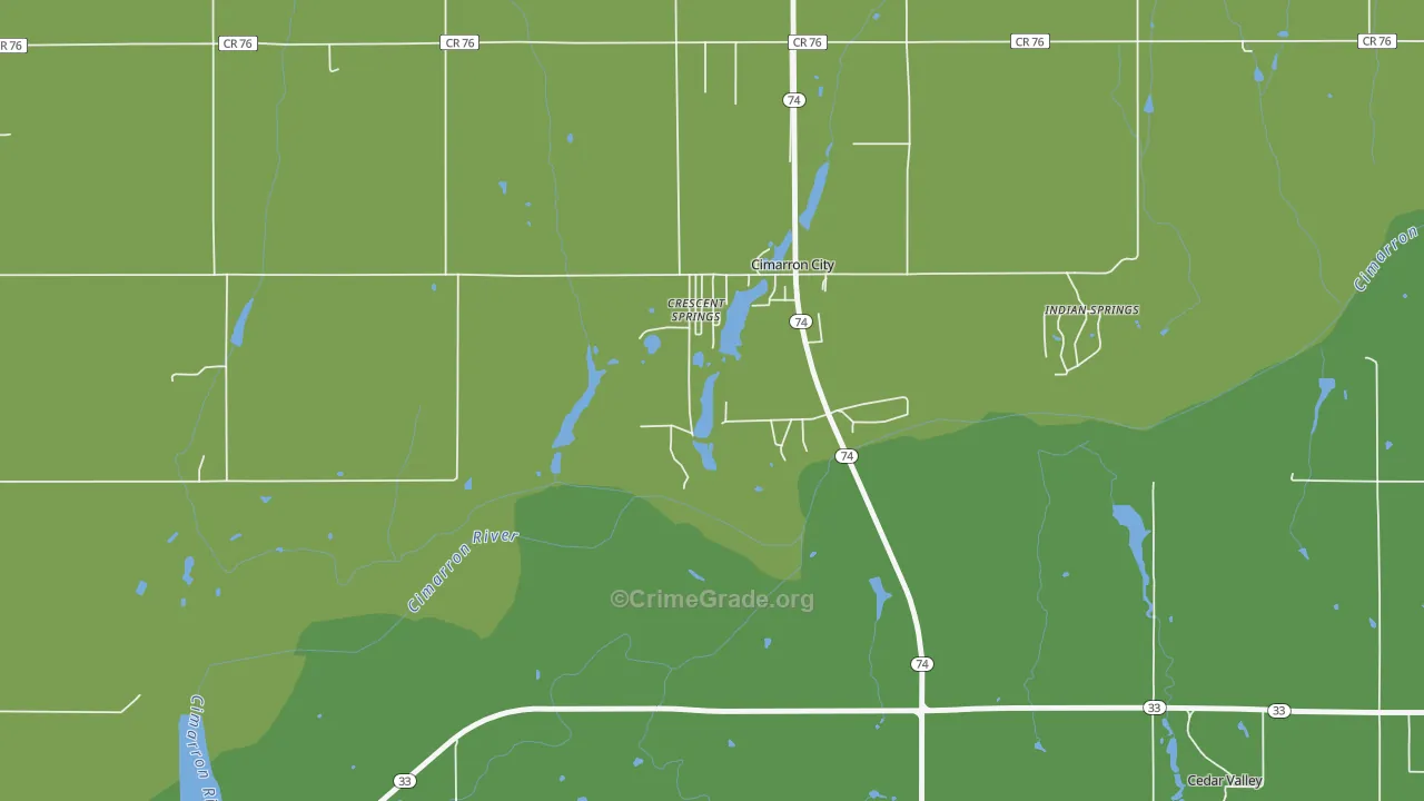 Cimarron City, OK Map of Vandalism Rates
