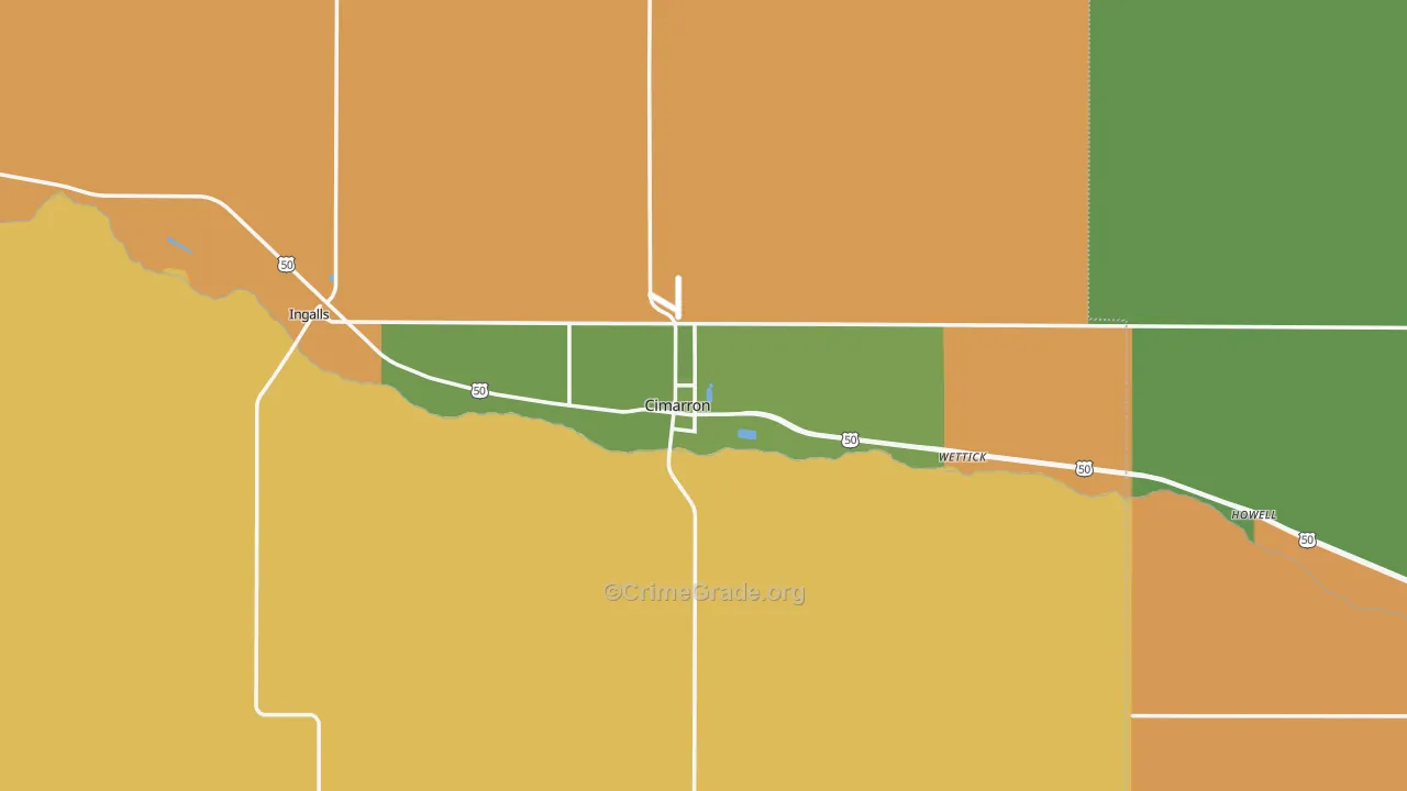 Cimarron, KS Map of Vandalism Rates