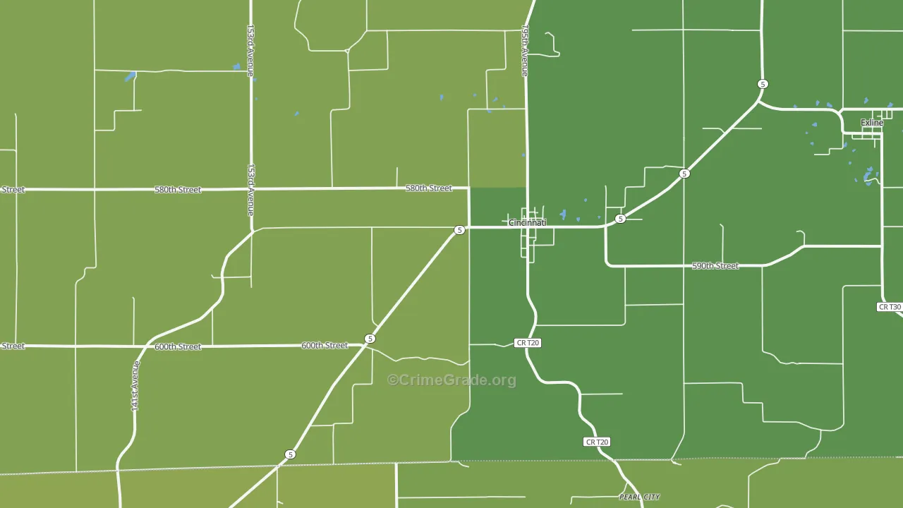 Cincinnati, IA Map of Vandalism Rates