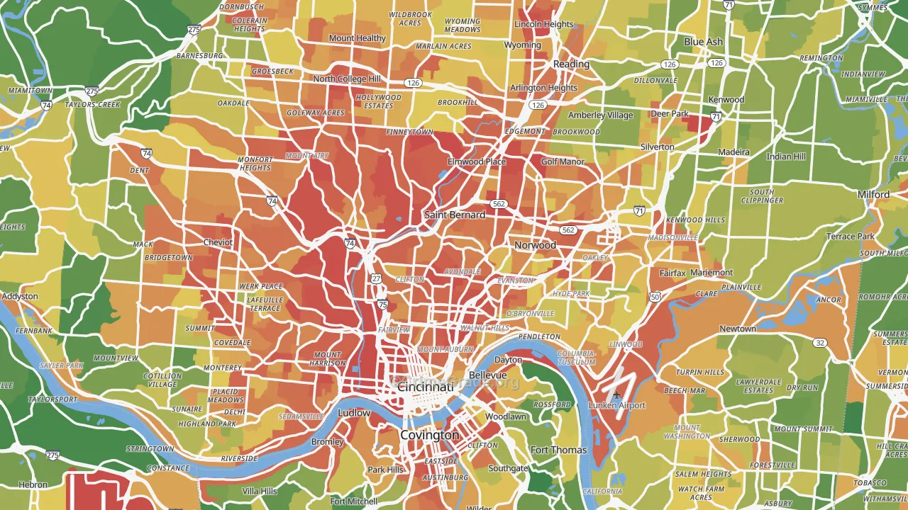 Cincinnati, OH Map of Vandalism Rates