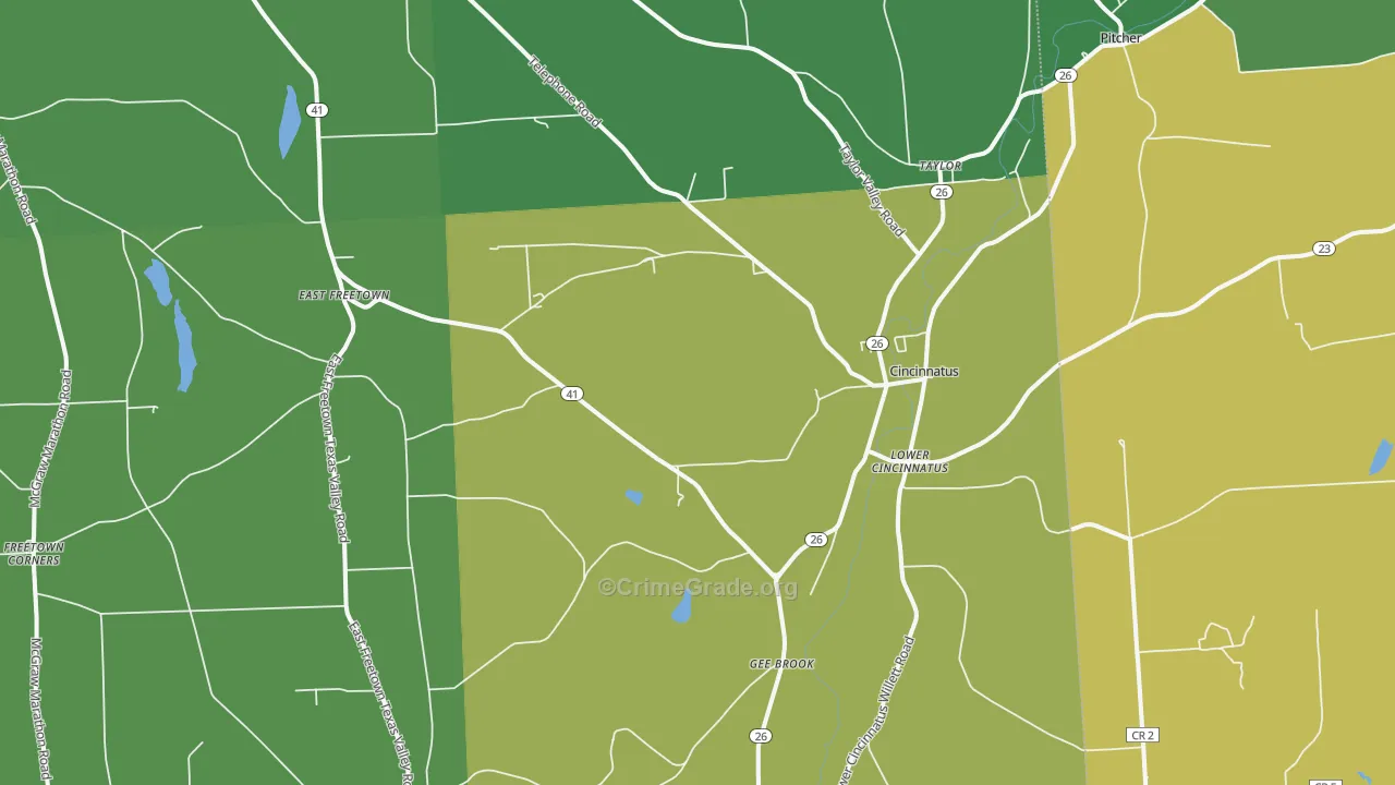Cincinnatus, NY Map of Vandalism Rates