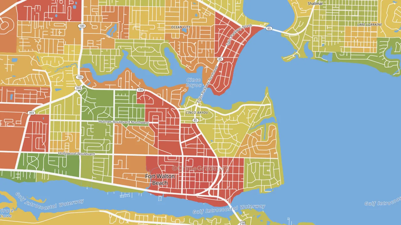 Cinco Bayou, FL Map of Vandalism Rates