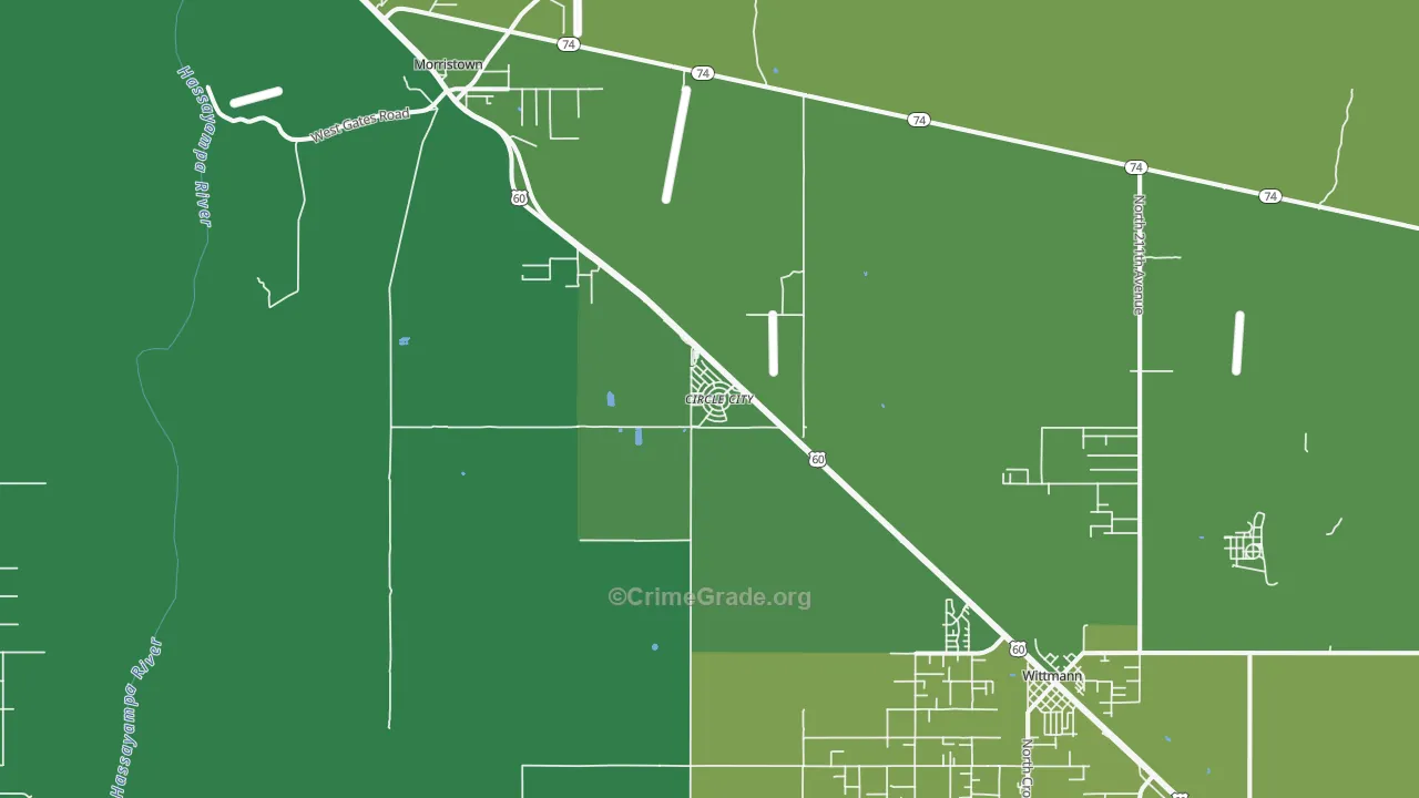 Circle City, AZ Map of Vandalism Rates