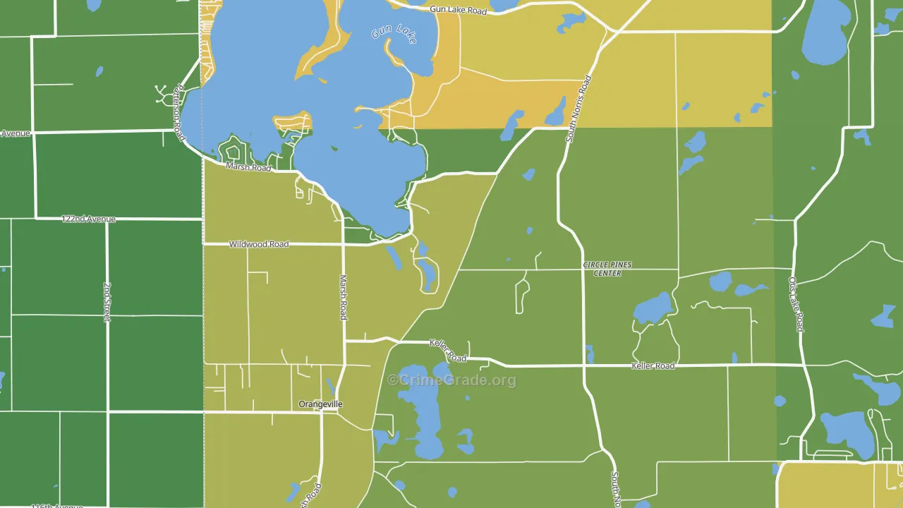Circle Pine Center, MI Map of Vandalism Rates