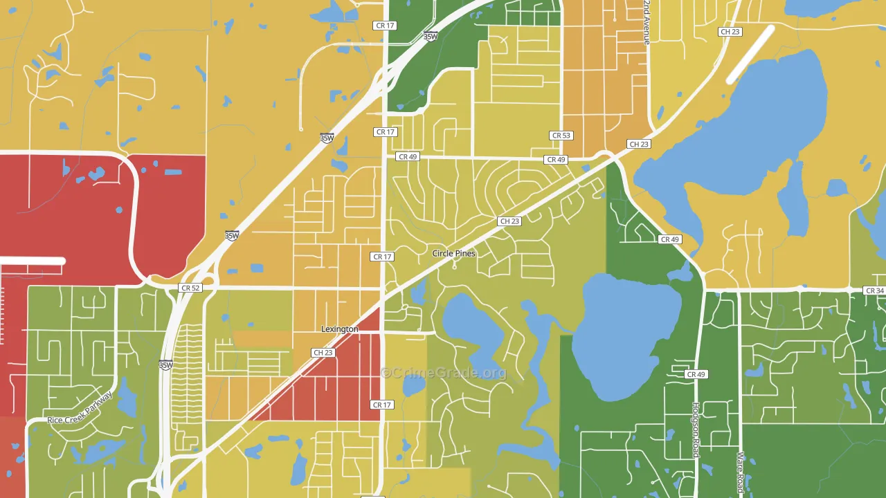 Circle Pines, MN Map of Vandalism Rates
