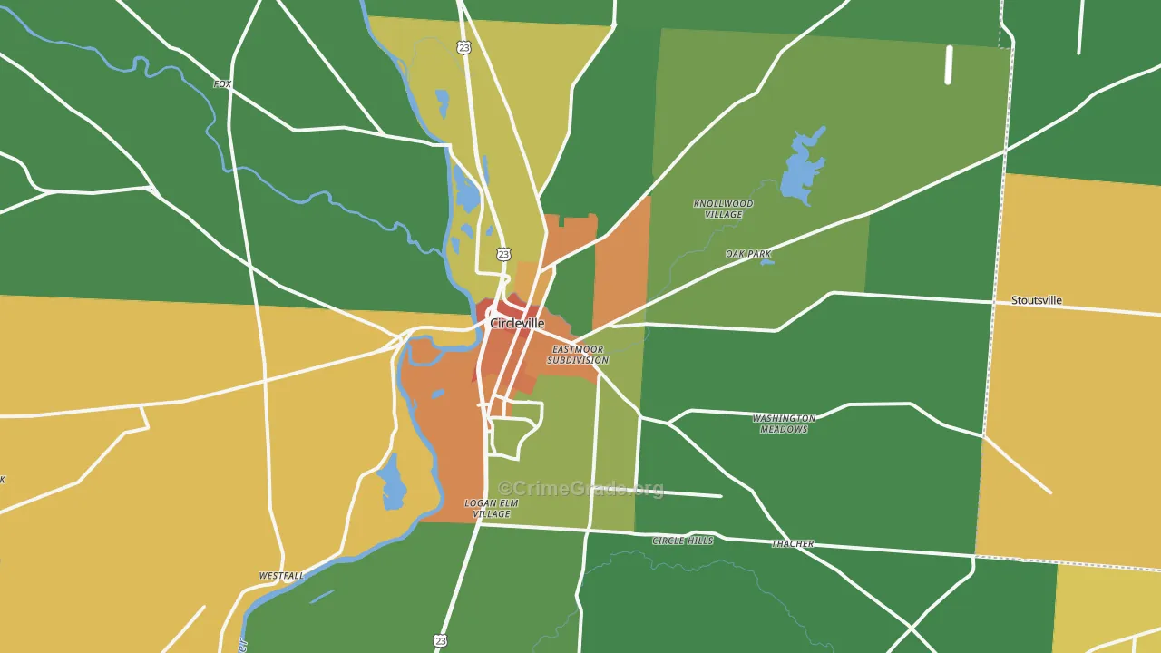 Circleville, OH Map of Vandalism Rates