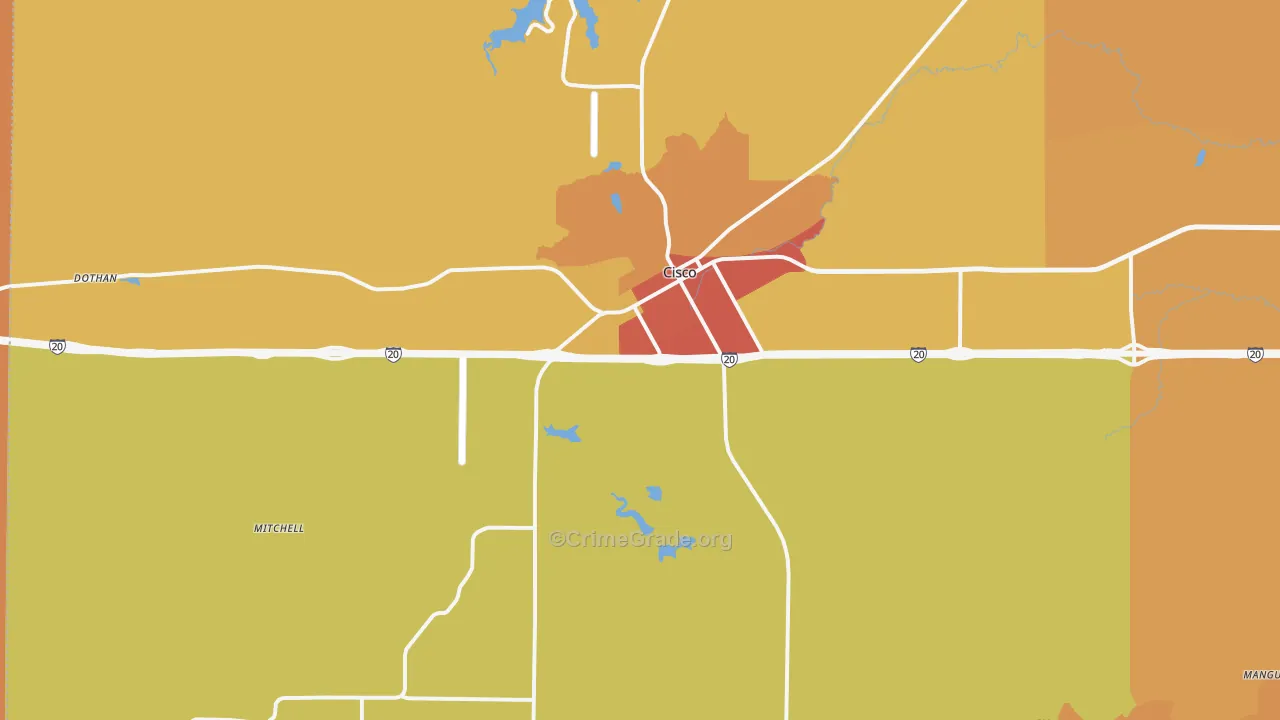 Cisco, TX Map of Vandalism Rates