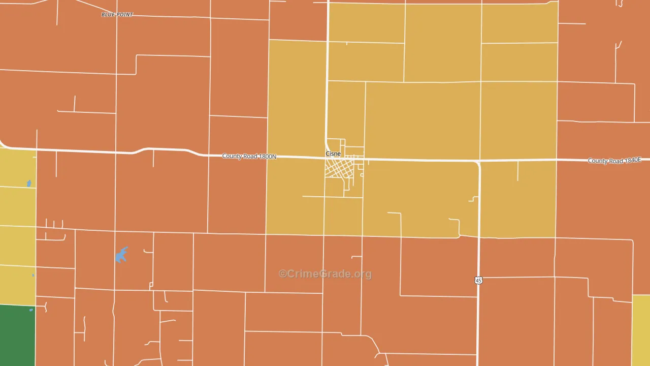 Cisne, IL Map of Vandalism Rates