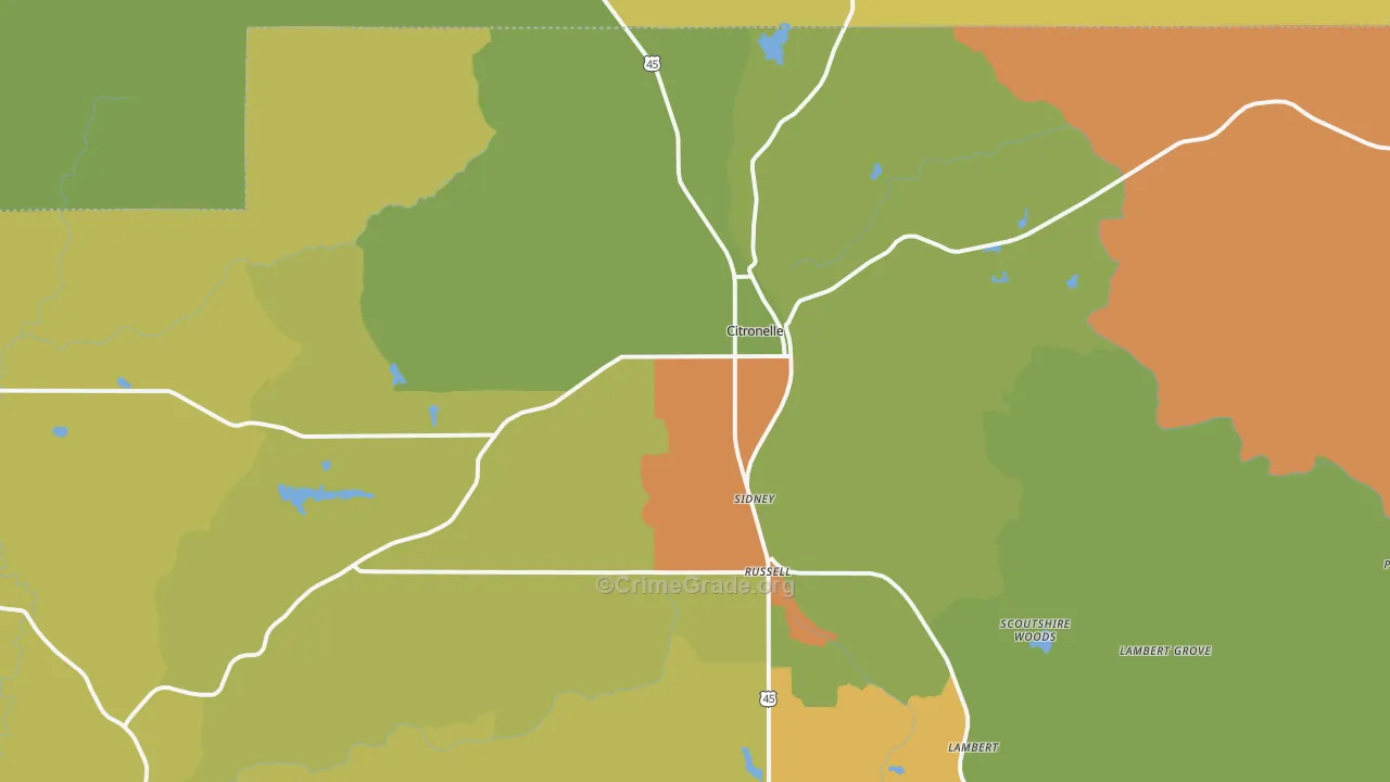 Citronelle, AL Map of Vandalism Rates