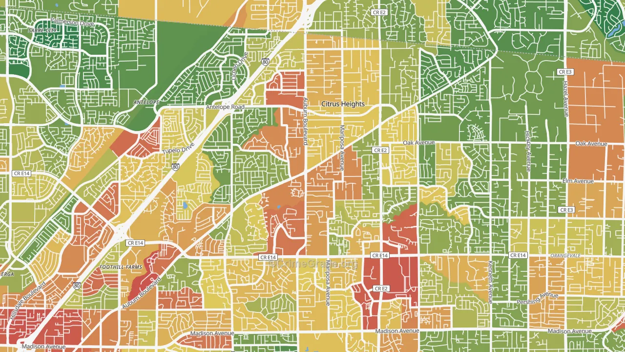 Citrus Heights, CA Map of Vandalism Rates