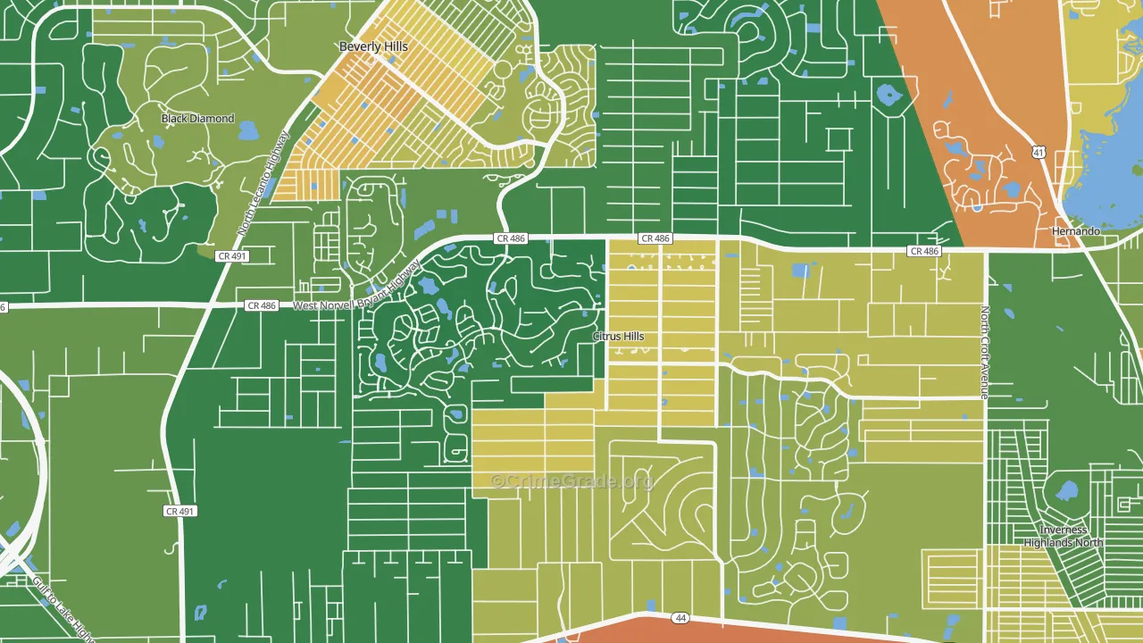 Citrus Hills, FL Map of Vandalism Rates