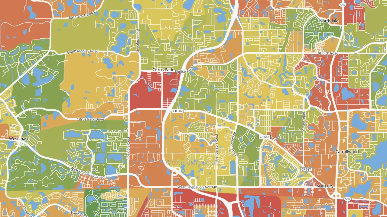 Citrus Park, FL Map of Vandalism Rates