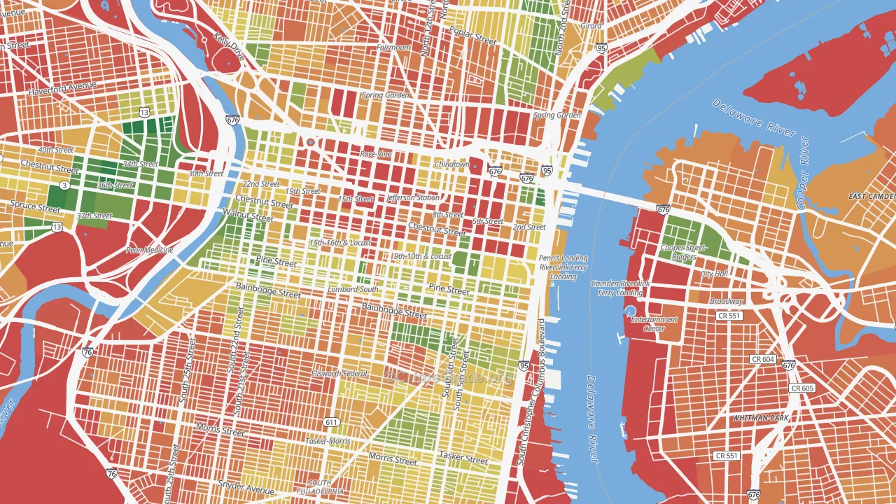 City Center East, Philadelphia, PA Map of Vandalism Rates
