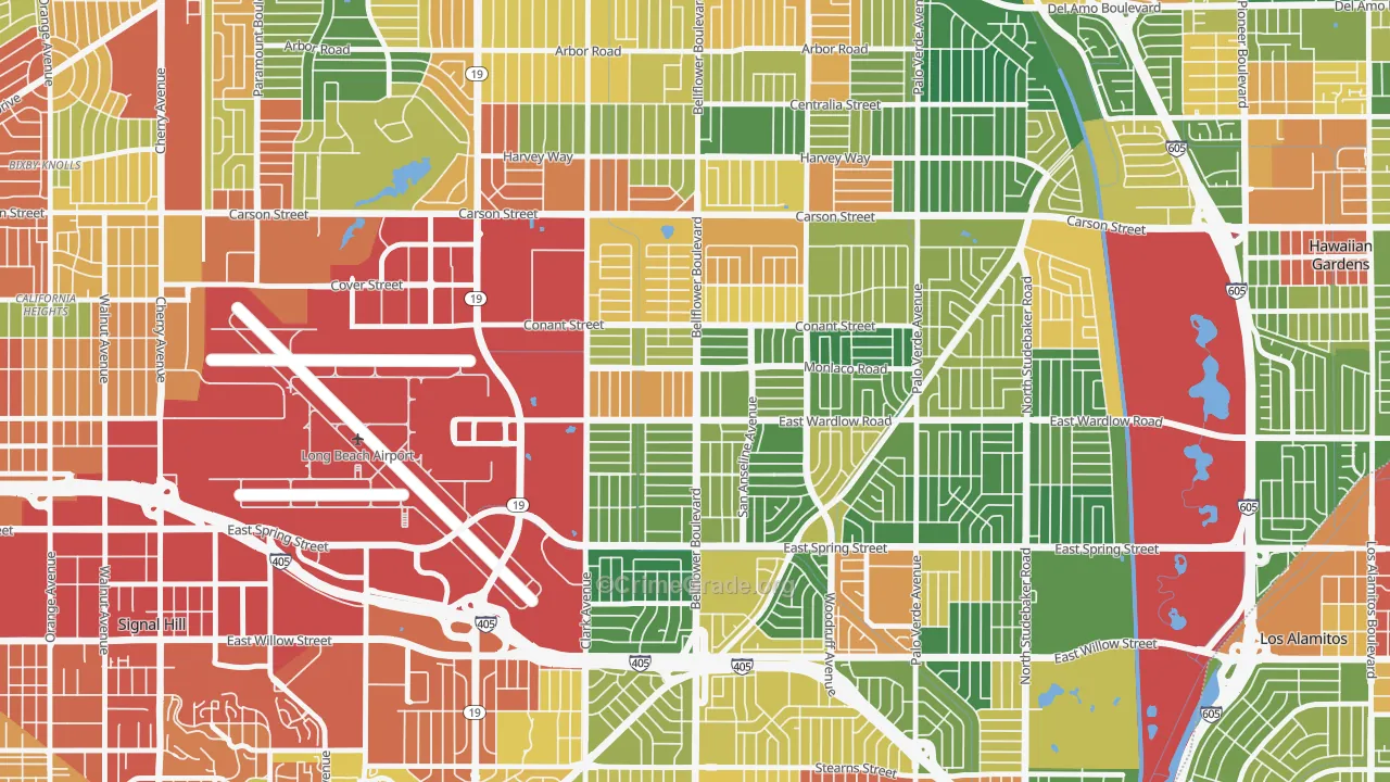 City College Area, Long Beach, CA Map of Vandalism Rates