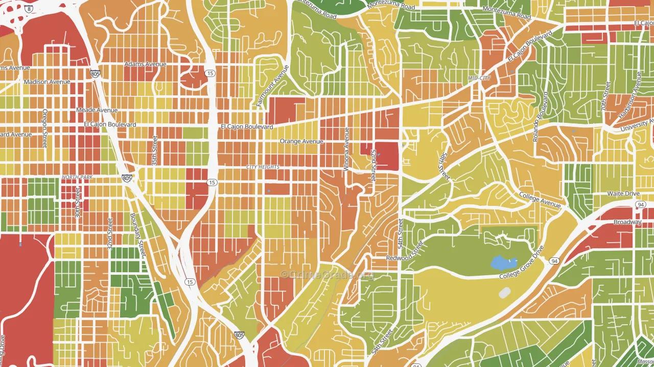 City Heights East, San Diego, CA Map of Vandalism Rates