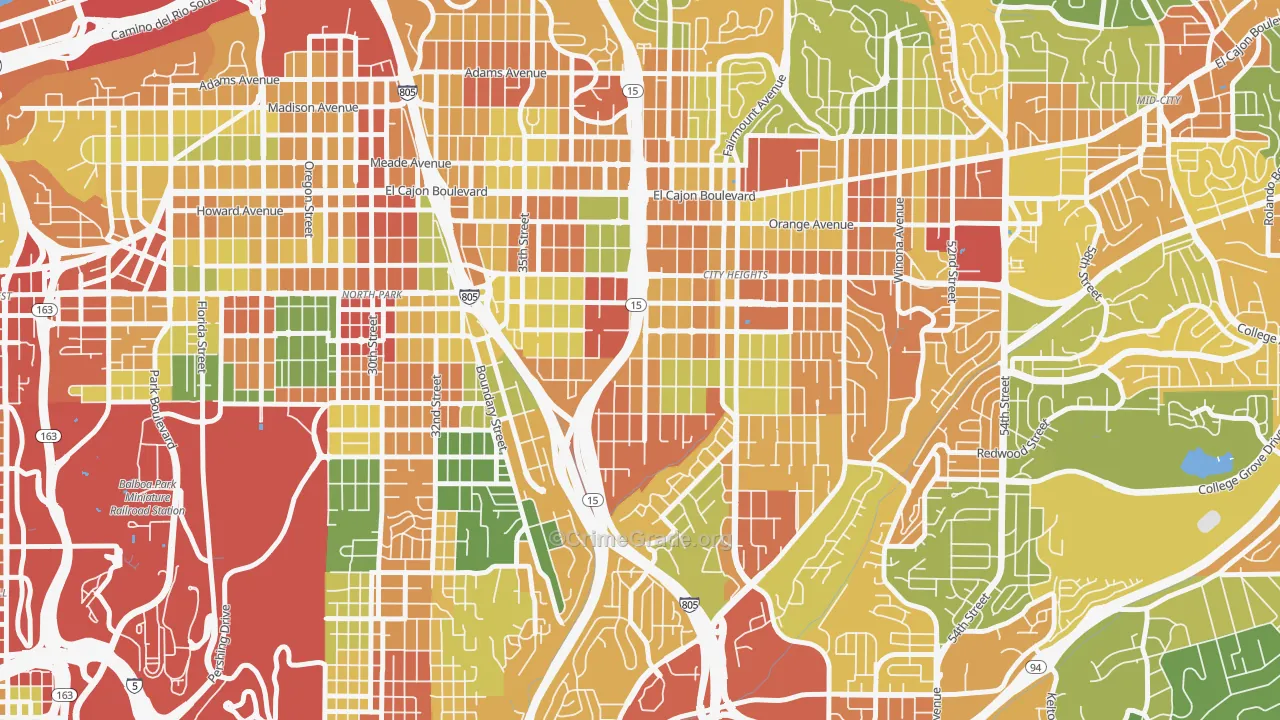 City Heights West, San Diego, CA Map of Vandalism Rates