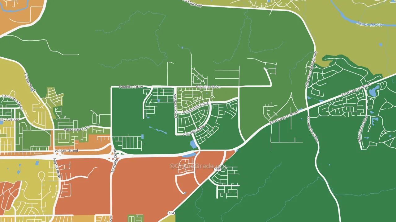 City in the Hills, Bakersfield, CA Map of Vandalism Rates
