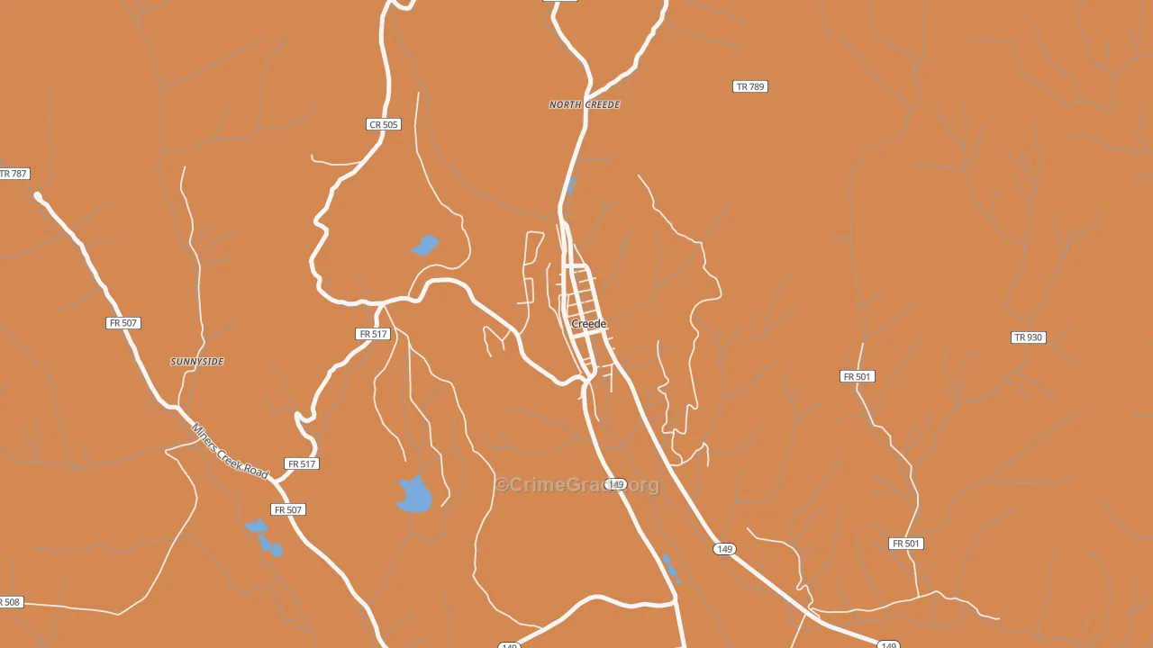 City of Creede, CO Map of Vandalism Rates