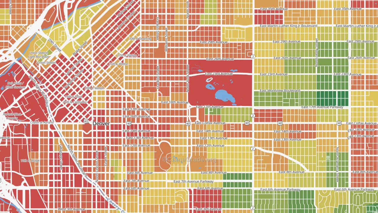 City Park, Denver, CO Map of Vandalism Rates