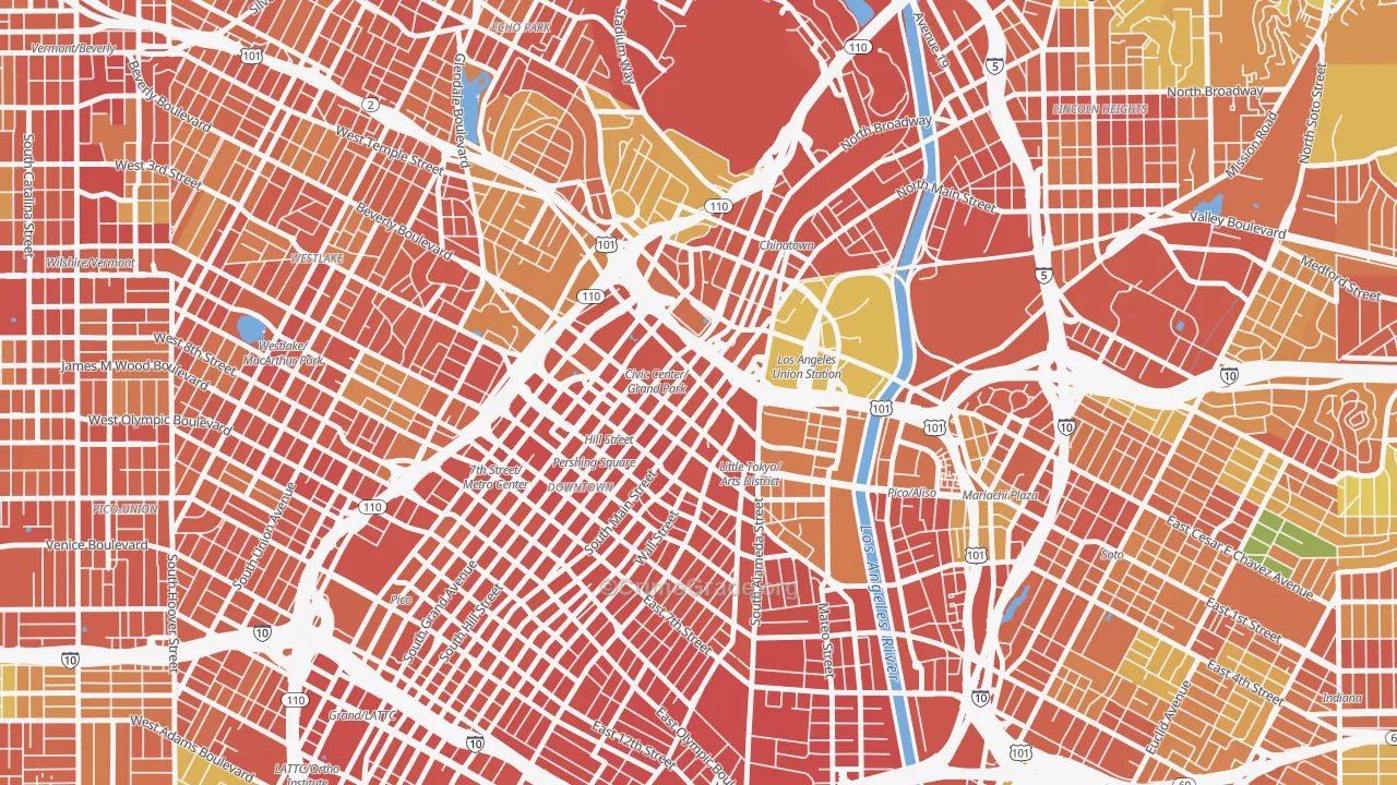 Civic Center Little Tokyo, Los Angeles, CA Map of Vandalism Rates