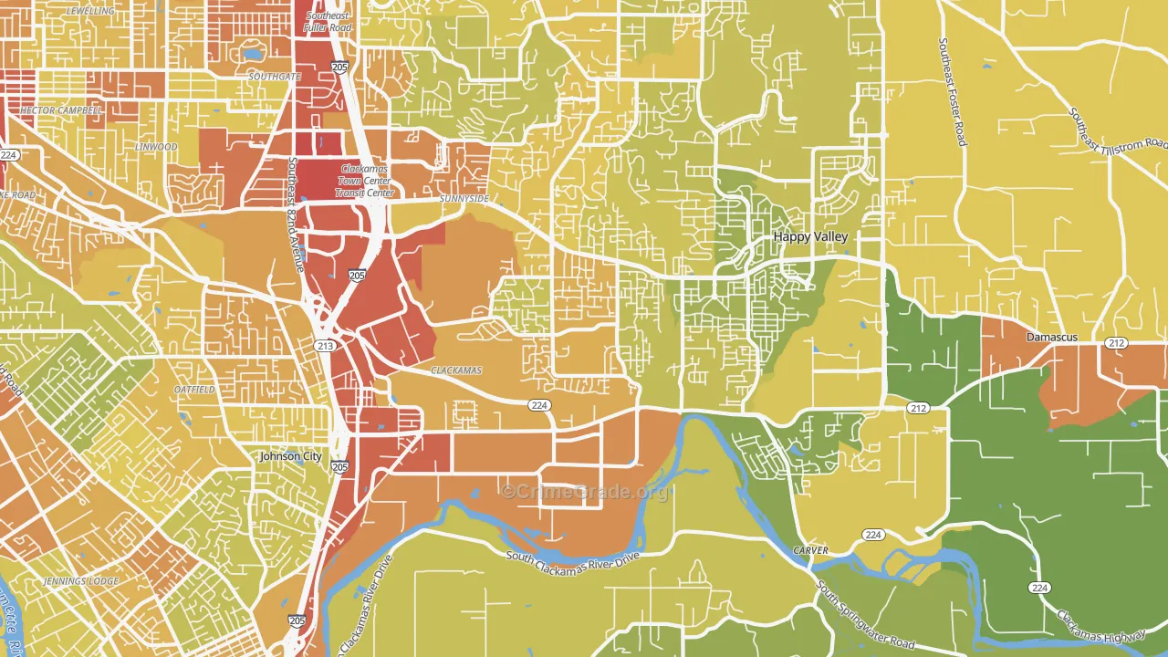 Clackamas, OR Map of Vandalism Rates