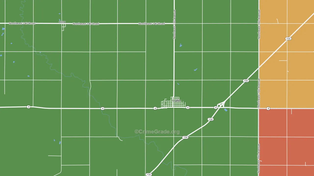 Claflin, KS Map of Vandalism Rates