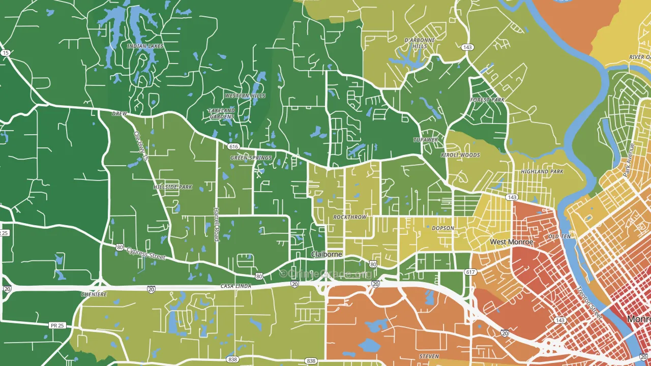 Claiborne, LA Map of Vandalism Rates