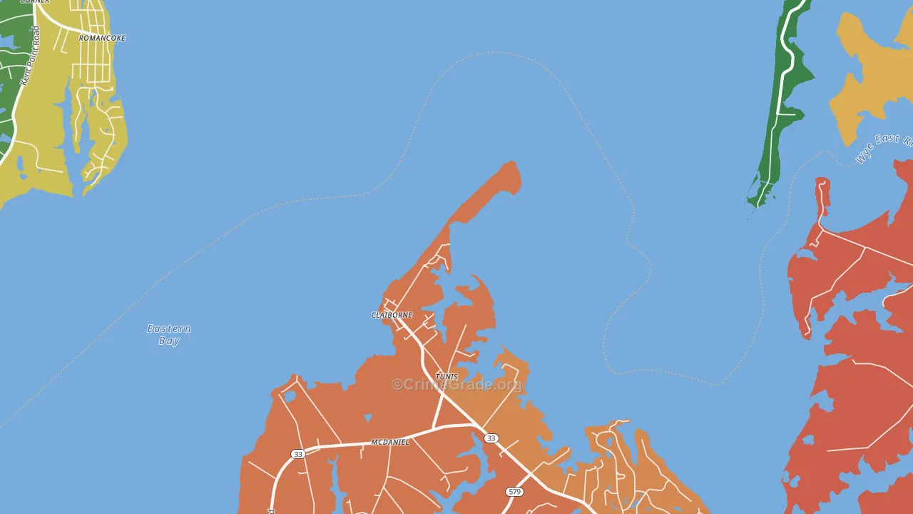 Claiborne, MD Map of Vandalism Rates