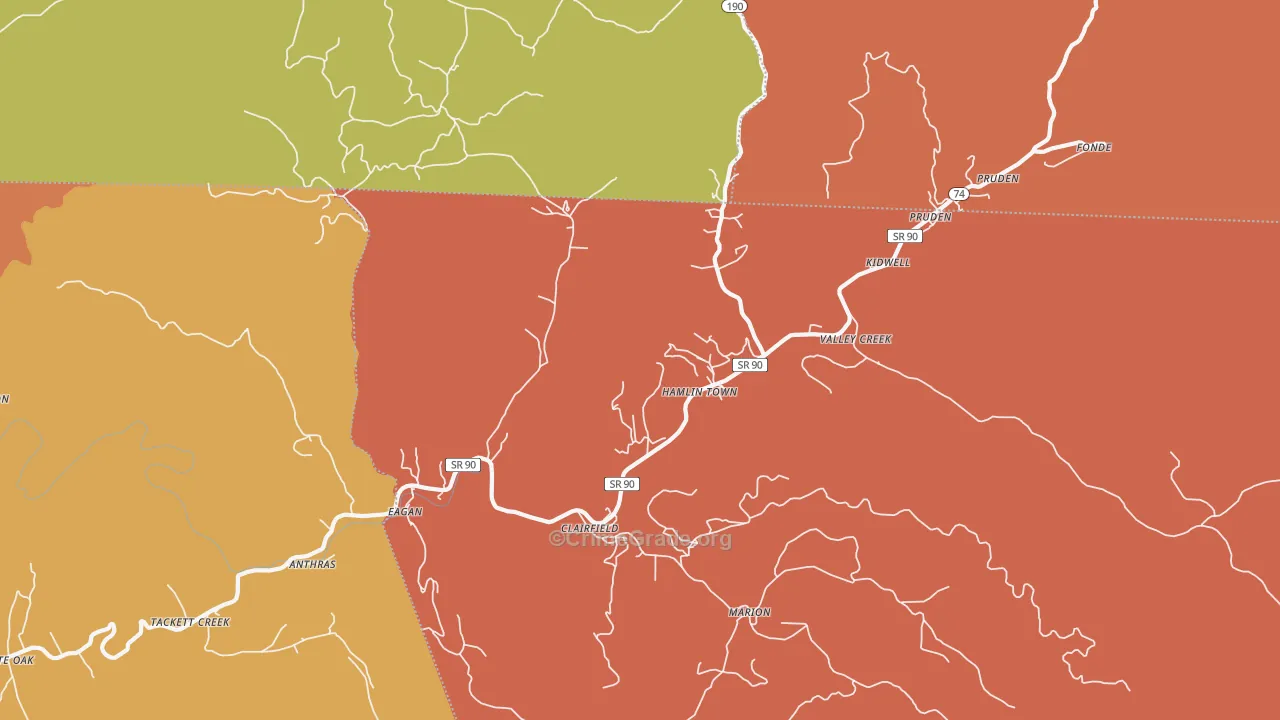 Clairfield, TN Map of Vandalism Rates
