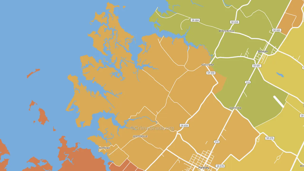 Clam, VA Map of Vandalism Rates