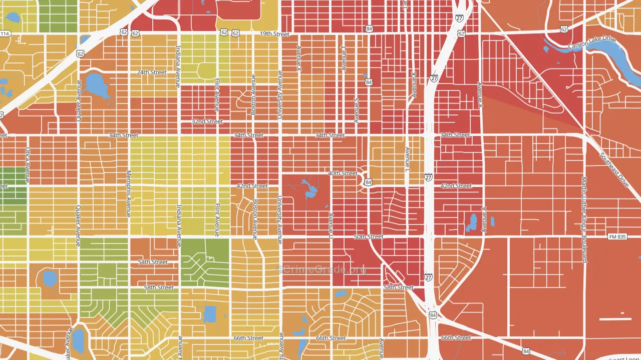 Clapp Park, Lubbock, TX Map of Vandalism Rates