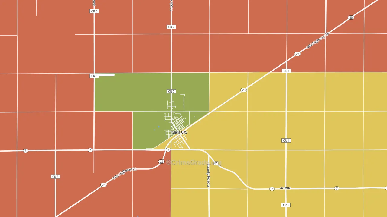 Clara City, MN Map of Vandalism Rates