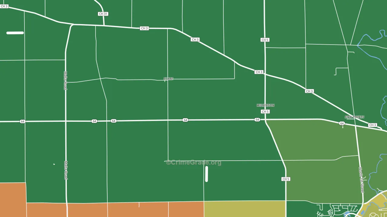 Clare, IL Map of Vandalism Rates