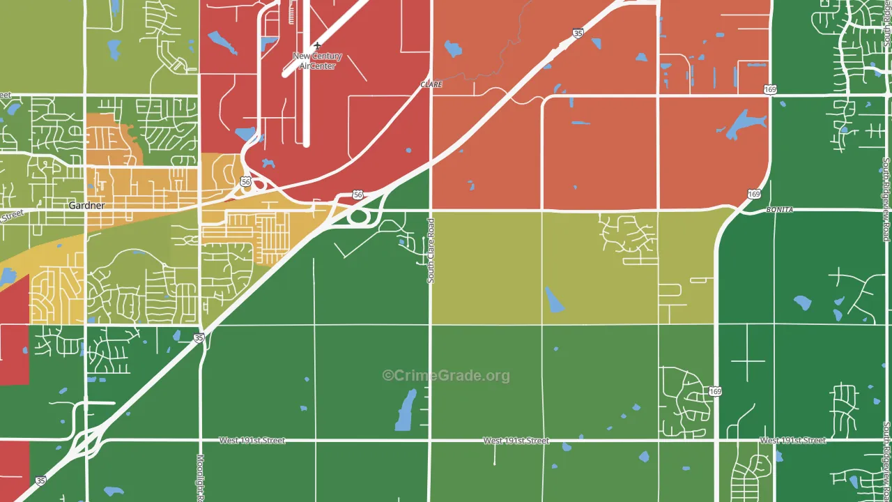 Clare, KS Map of Vandalism Rates