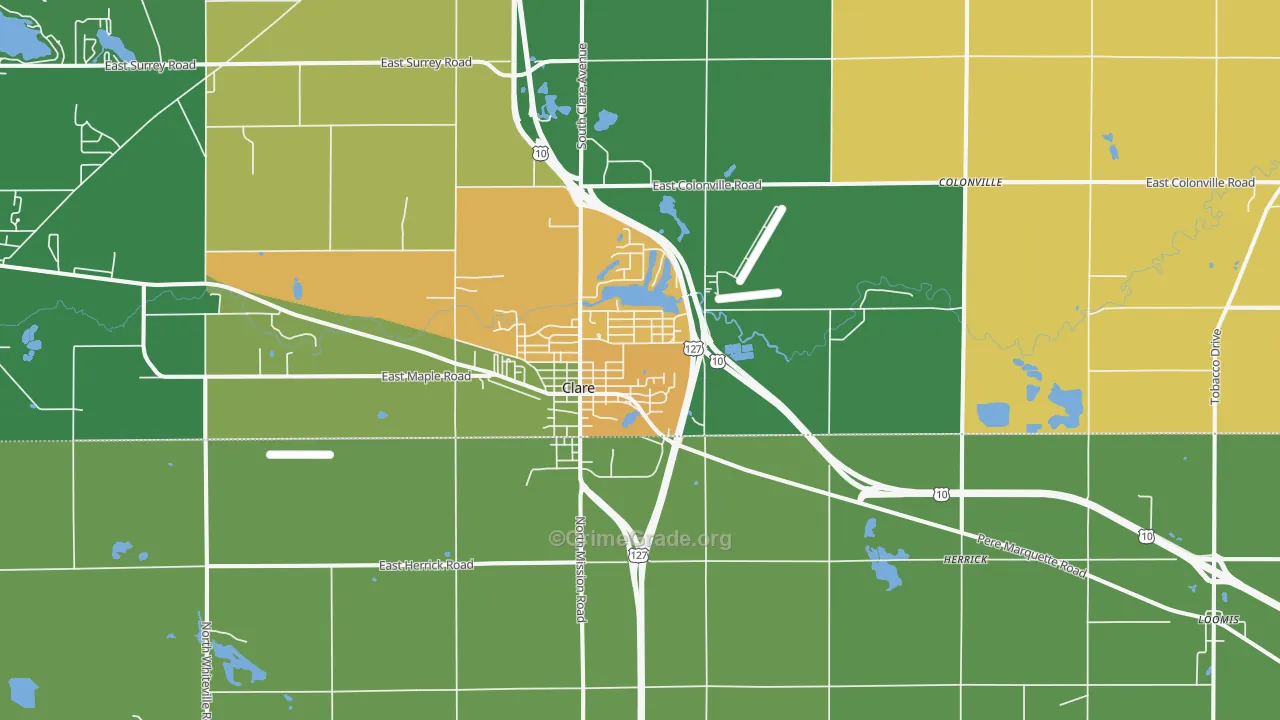 Clare, MI Map of Vandalism Rates