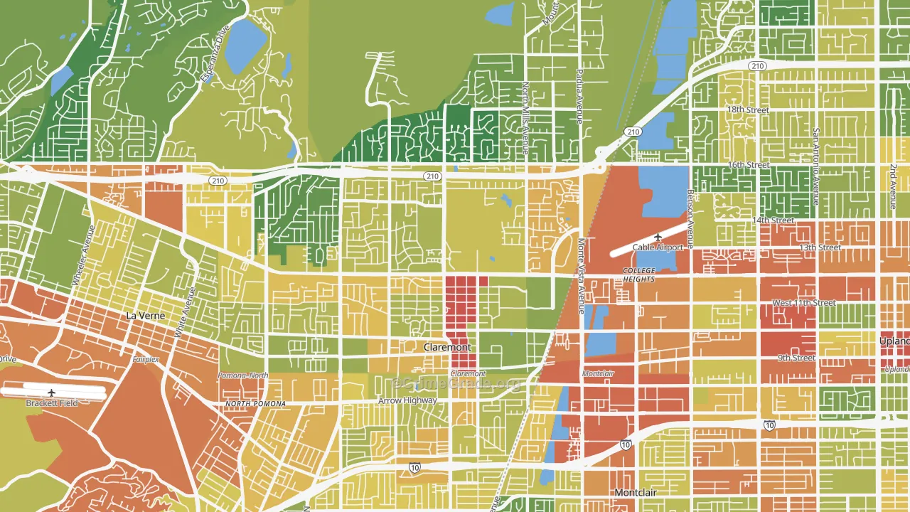 Claremont, CA Map of Vandalism Rates