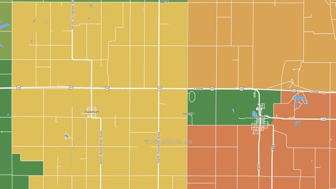 Claremont, IL Map of Vandalism Rates