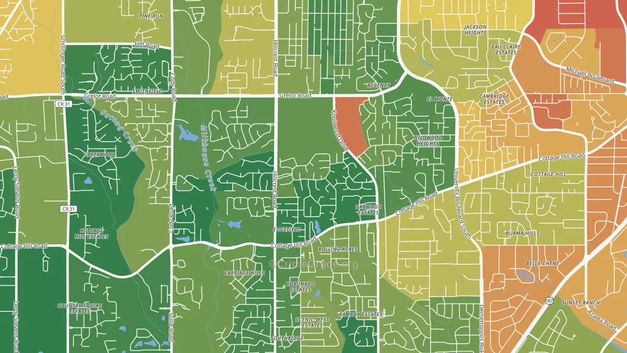 Claremont, Mobile, AL Map of Vandalism Rates