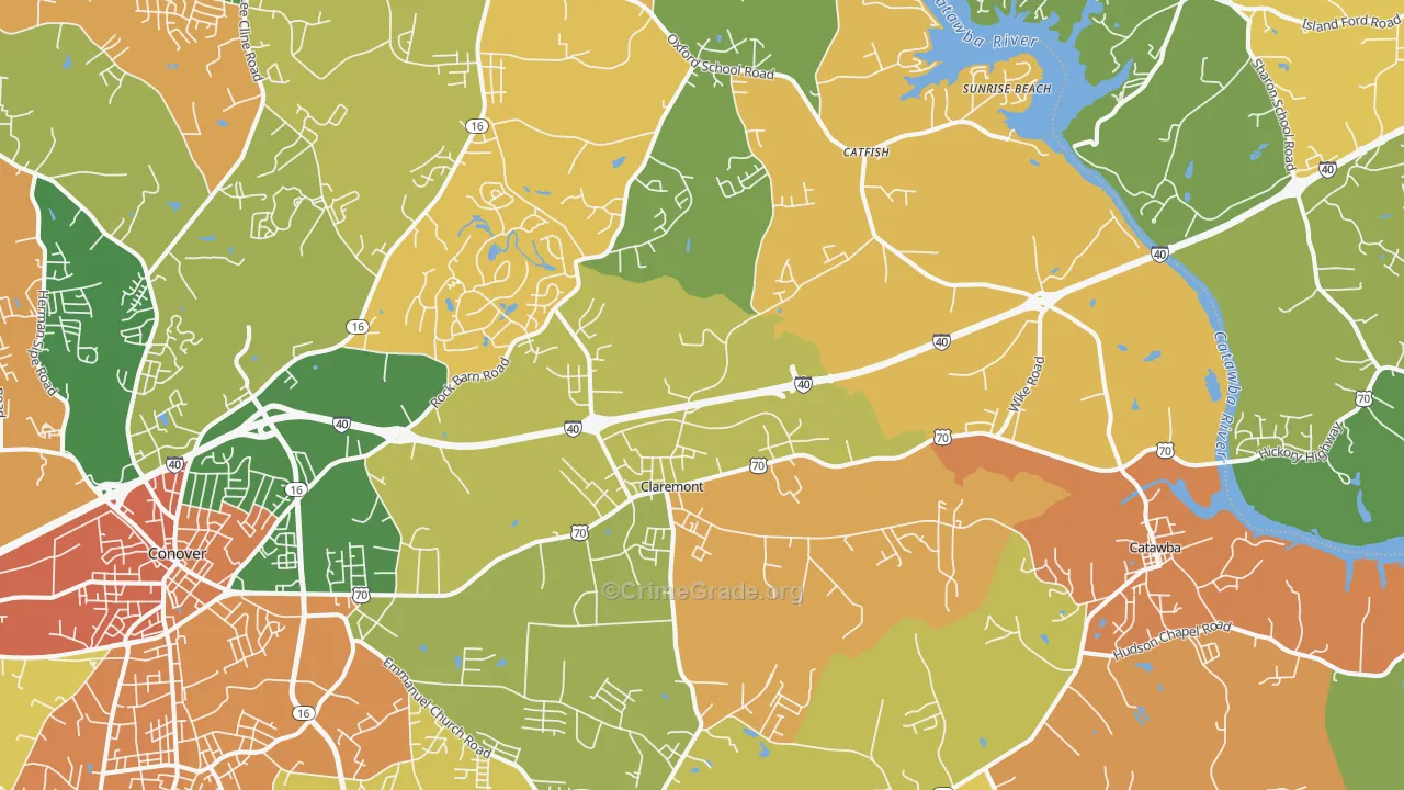 Claremont, NC Map of Vandalism Rates