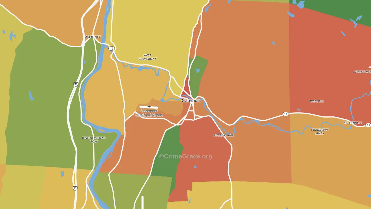 Claremont, NH Map of Vandalism Rates