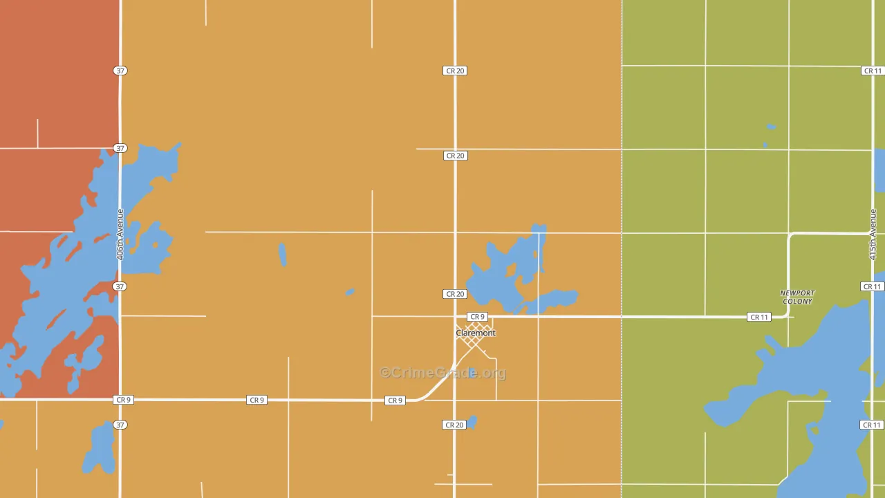 Claremont, SD Map of Vandalism Rates